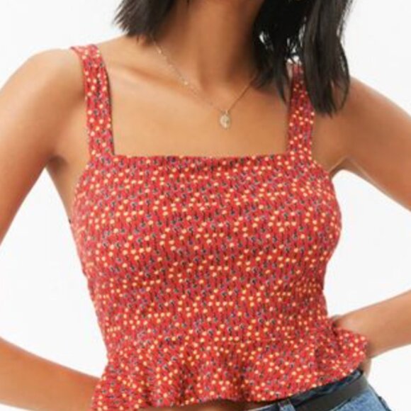 Floral red crop top from forever 21 - Picture 1 of 6